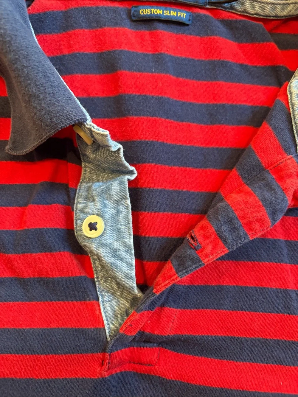 Polo by Ralph Lauren Navy & Red Striped Men's Polo
